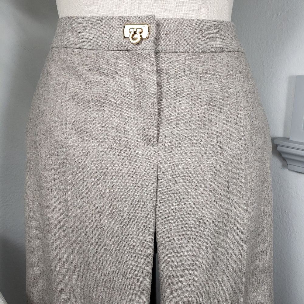 Salvatore Ferragamo Grey Wool Silk Pants w/Toggle - Straight Leg Bougie 46/10
